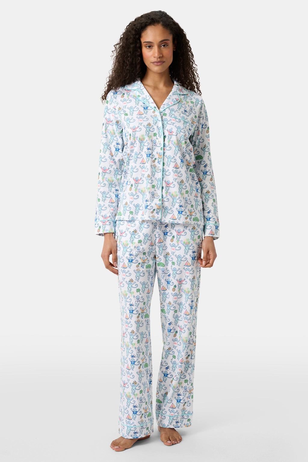 Charleston Monkey Long Sleeve Polo Pajamas