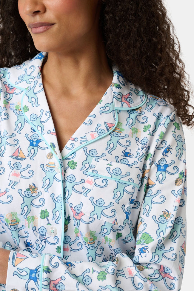 Charleston Monkey Long Sleeve Polo Pajamas Main Image