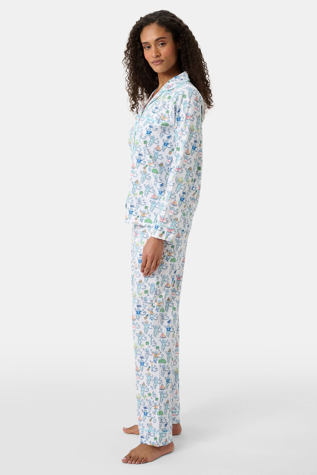 Charleston Monkey Long Sleeve Polo Pajamas