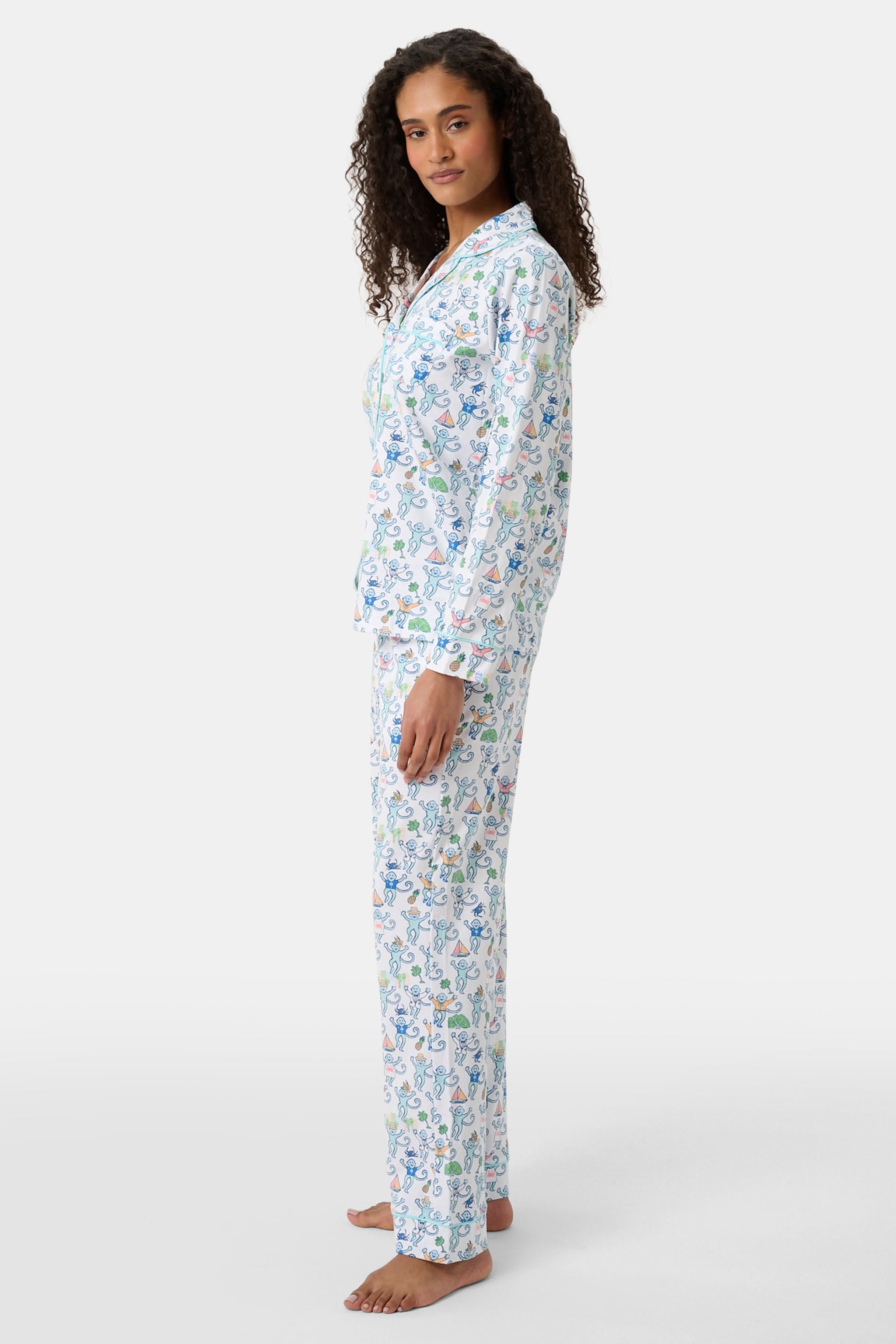 Charleston Monkey Long Sleeve Polo Pajamas