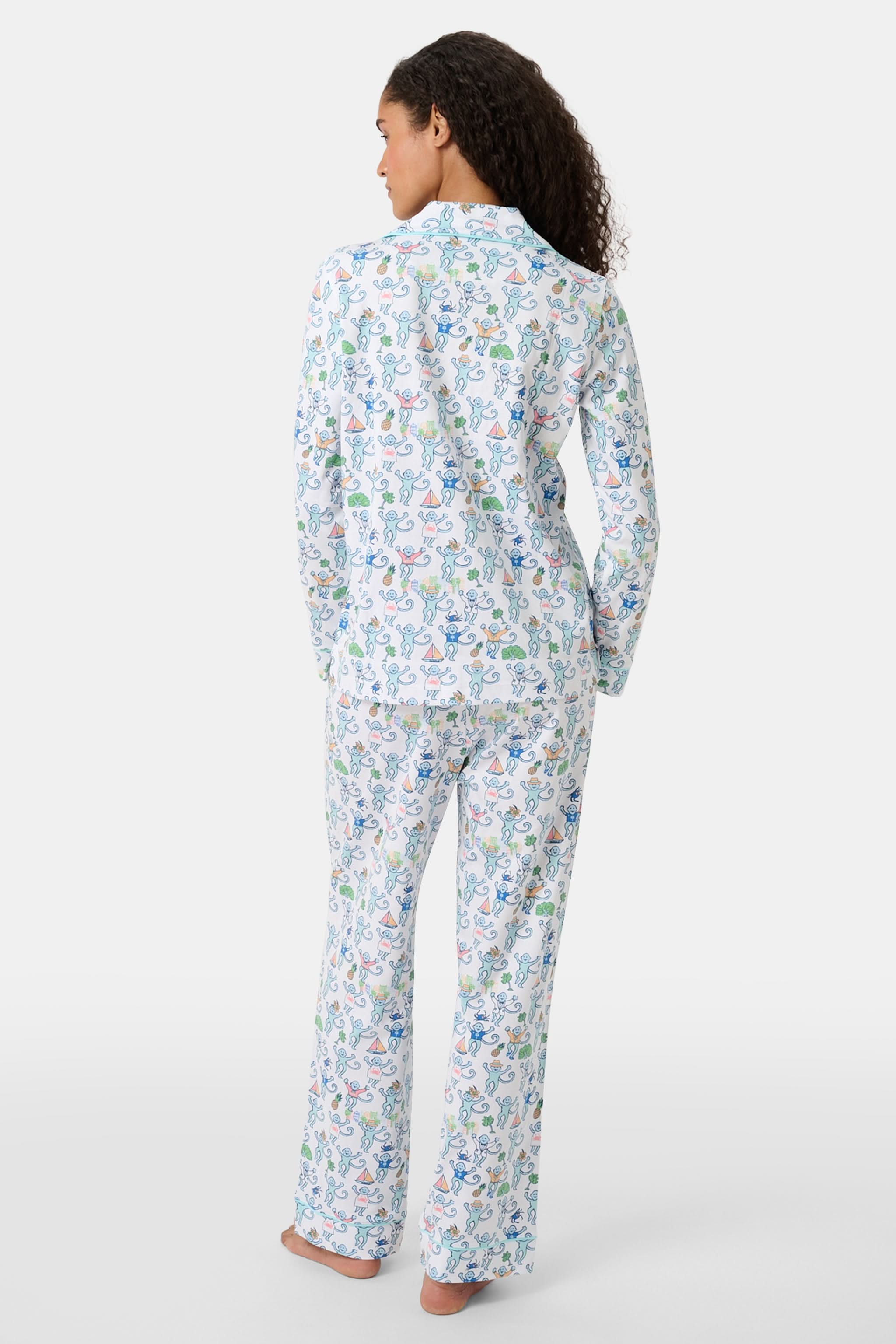 Charleston Monkey Long Sleeve Polo Pajamas