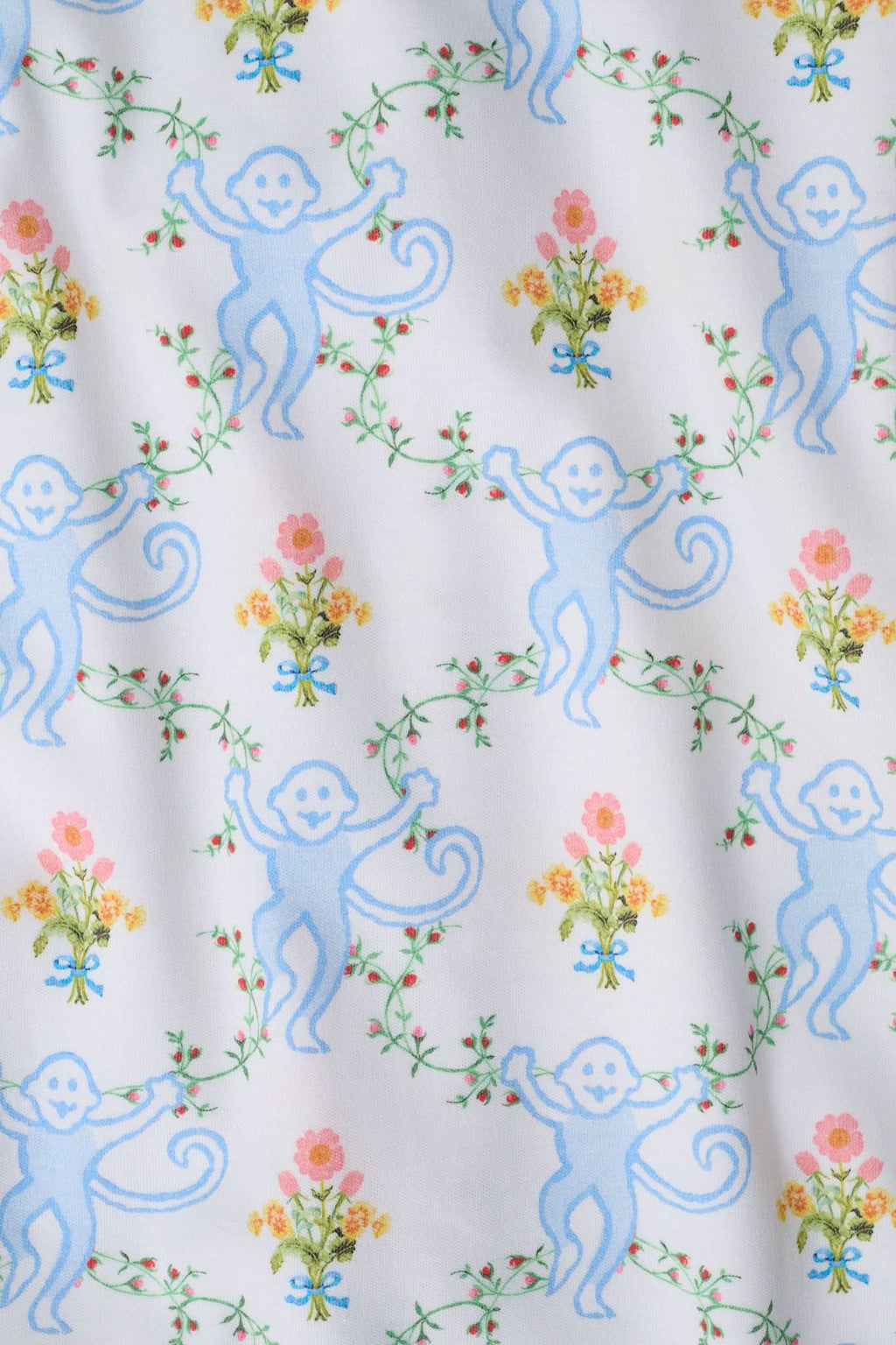 Floral Monkey Trellis Long Sleeve Polo Pajamas