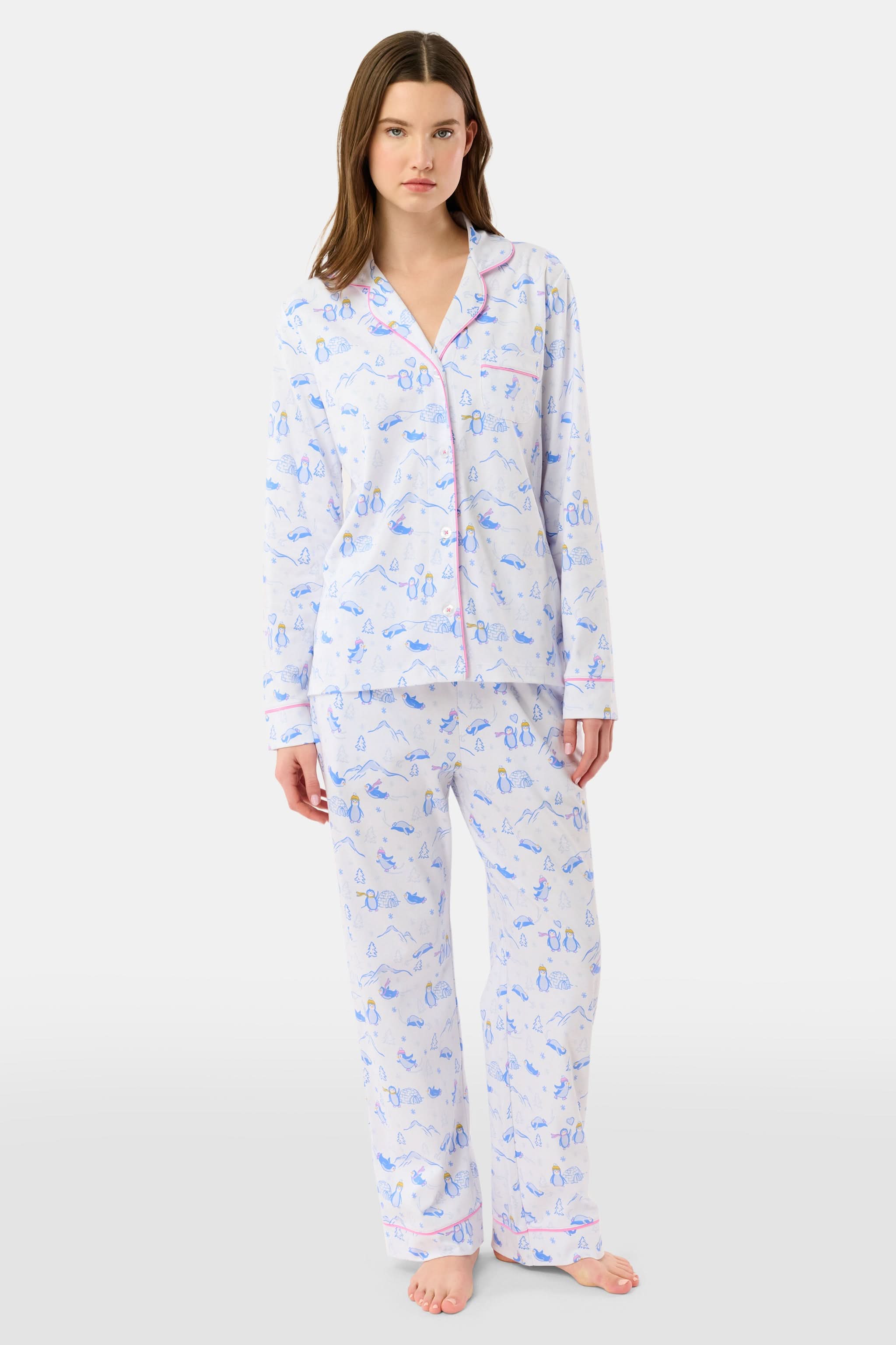 Penguin Party Long Sleeve Polo Pajamas