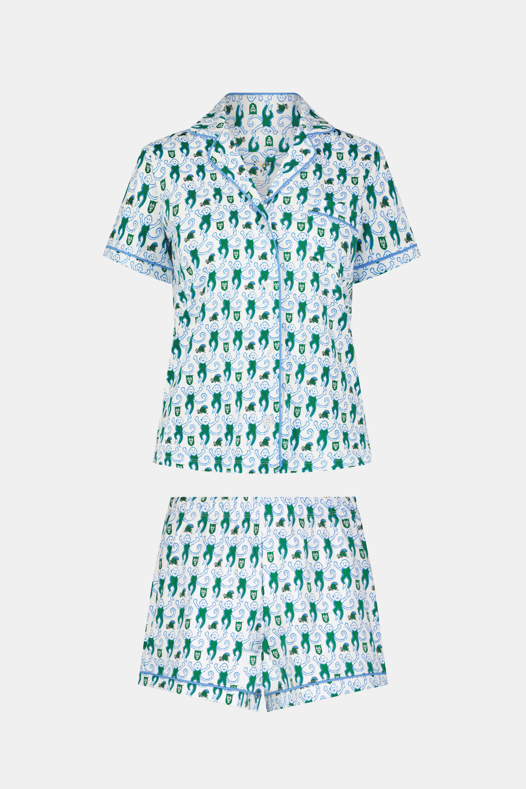 Green Wave Lovely Monkey Polo Pajamas