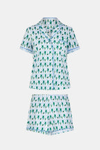 Green Wave Lovely Monkey Polo Pajamas