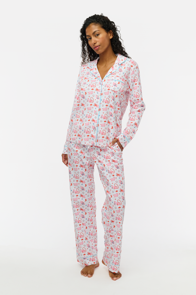 Piggy Up Long Sleeve Polo Pajamas Hover Image