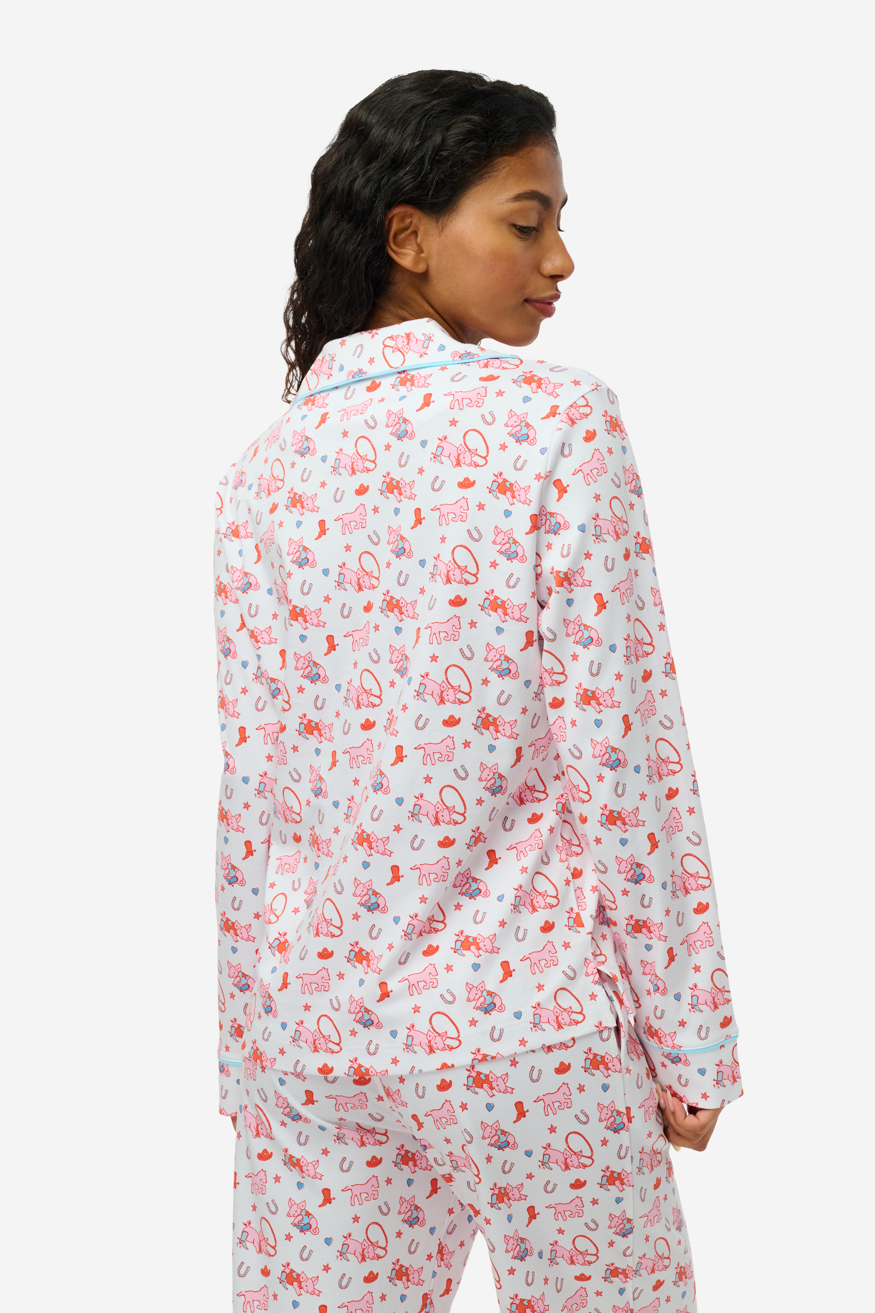 Piggy Up Long Sleeve Polo Pajamas
