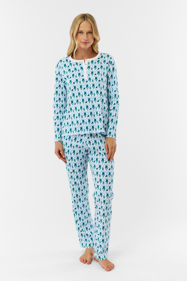 Green Wave Lovely Monkey Pajamas Hover Image