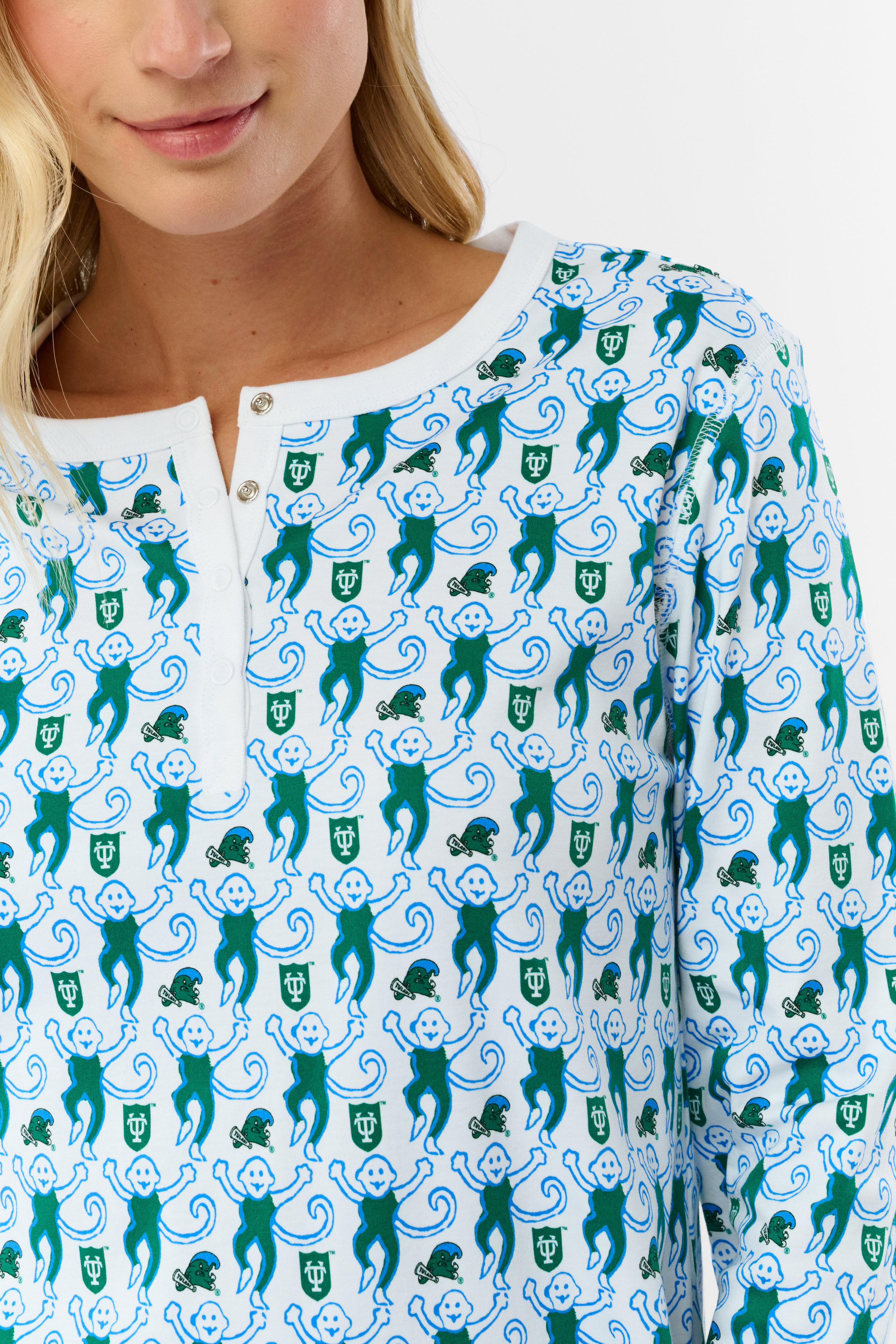 Green Wave Lovely Monkey Pajamas