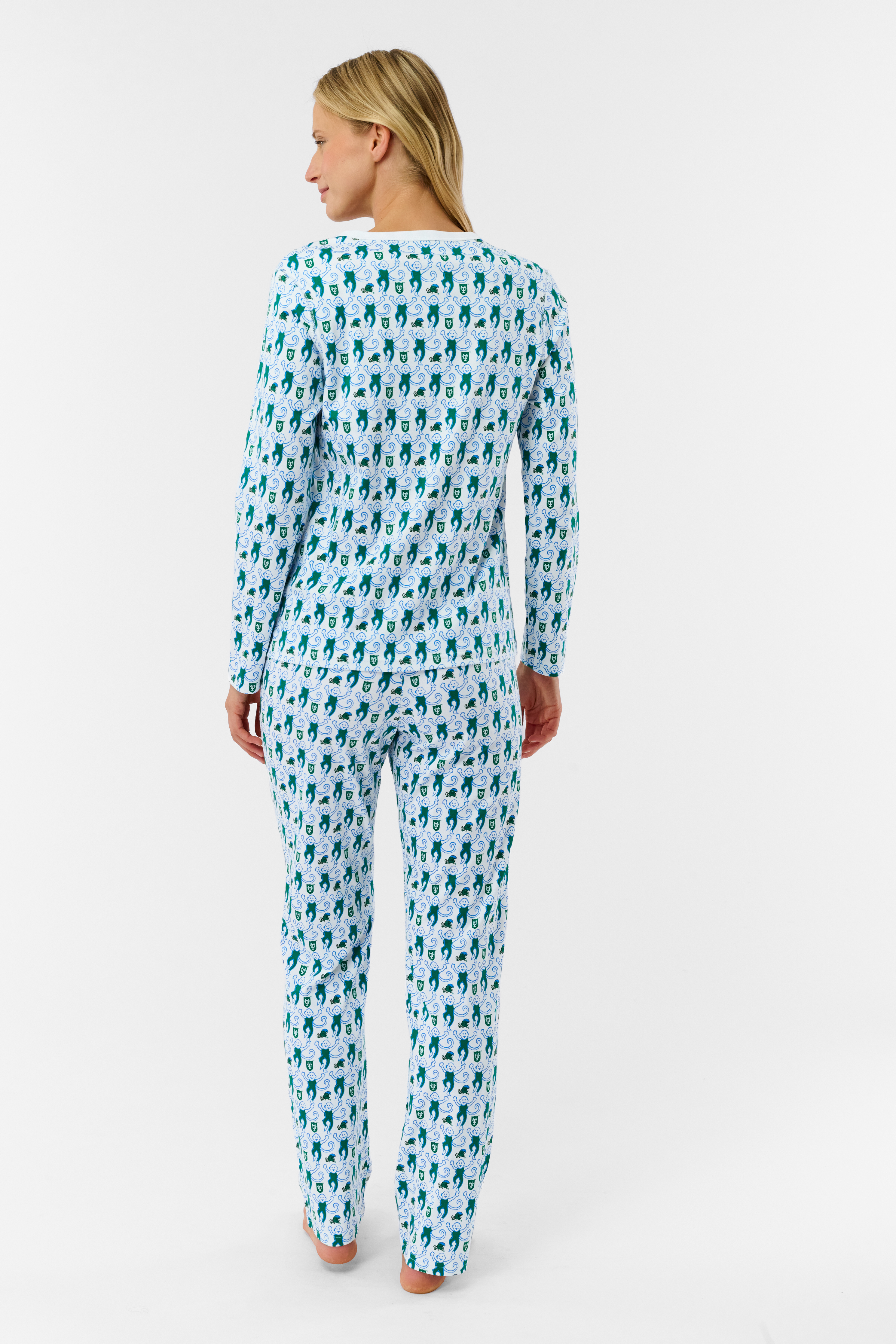 Green Wave Lovely Monkey Pajamas