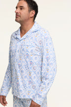 Mens Starry Nights Lattice Long Sleeve Polo Pajamas