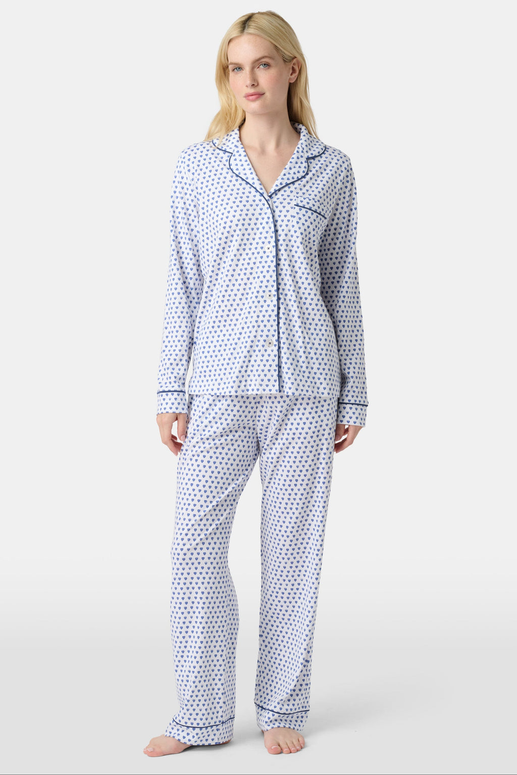 Hearts Long Sleeve Polo Pajamas