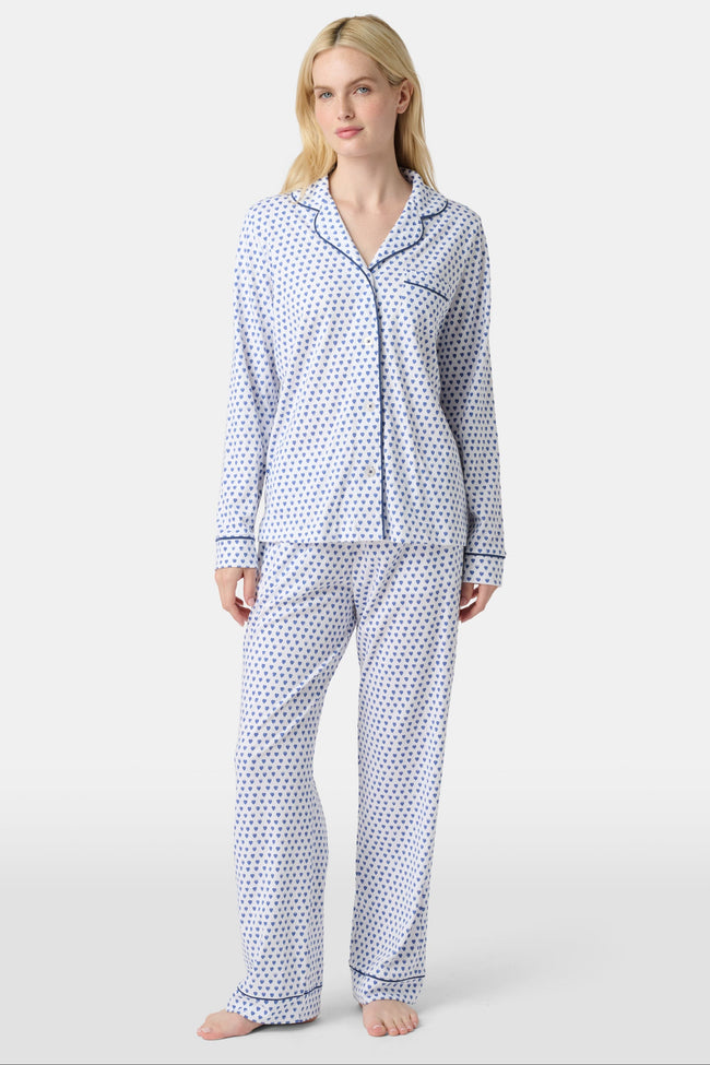Hearts Long Sleeve Polo Pajamas Hover Image