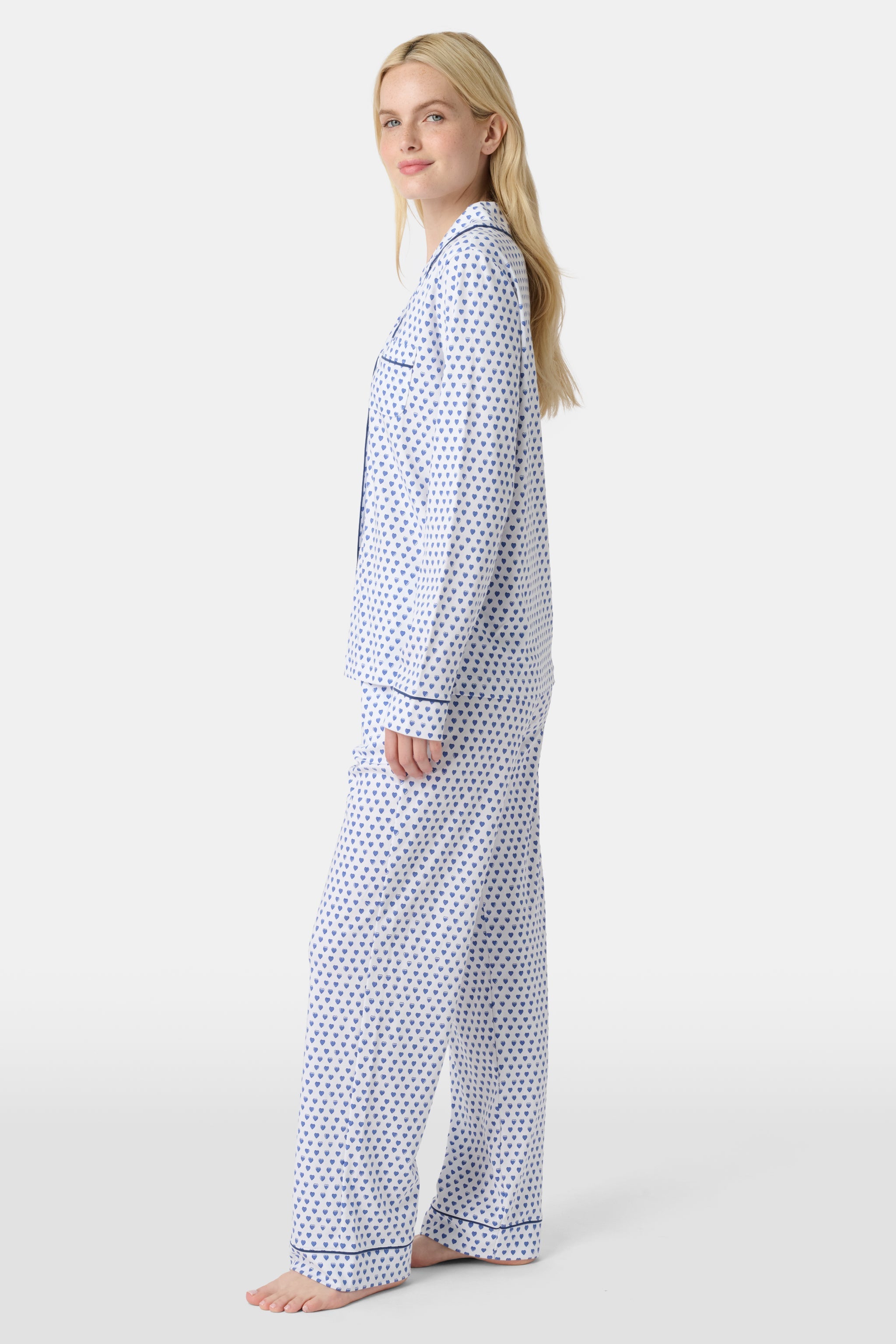 Hearts Long Sleeve Polo Pajamas