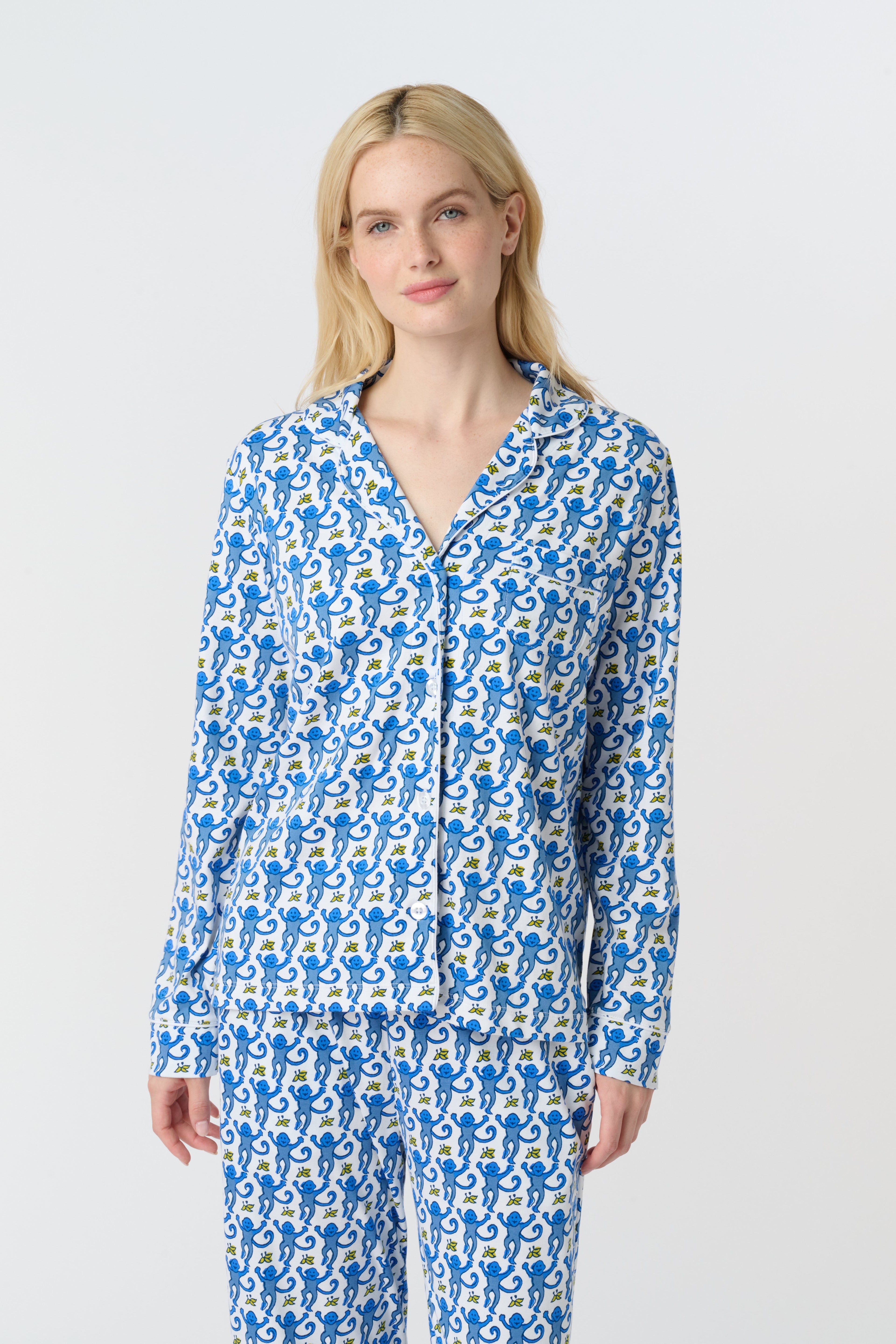 Monkey Long Sleeve Polo Pajamas