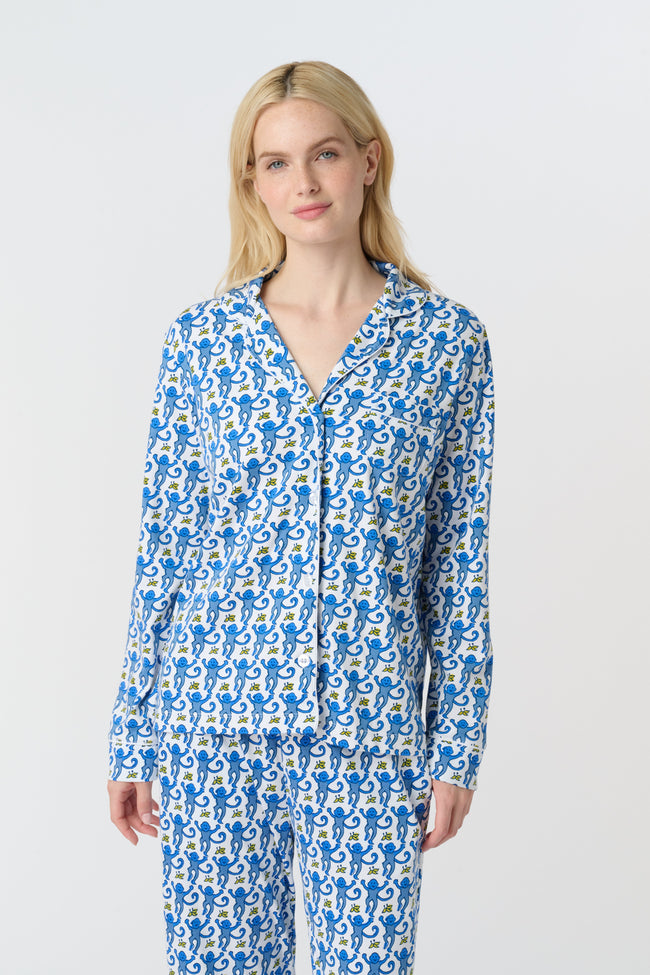 Monkey Long Sleeve Polo Pajamas Main Image