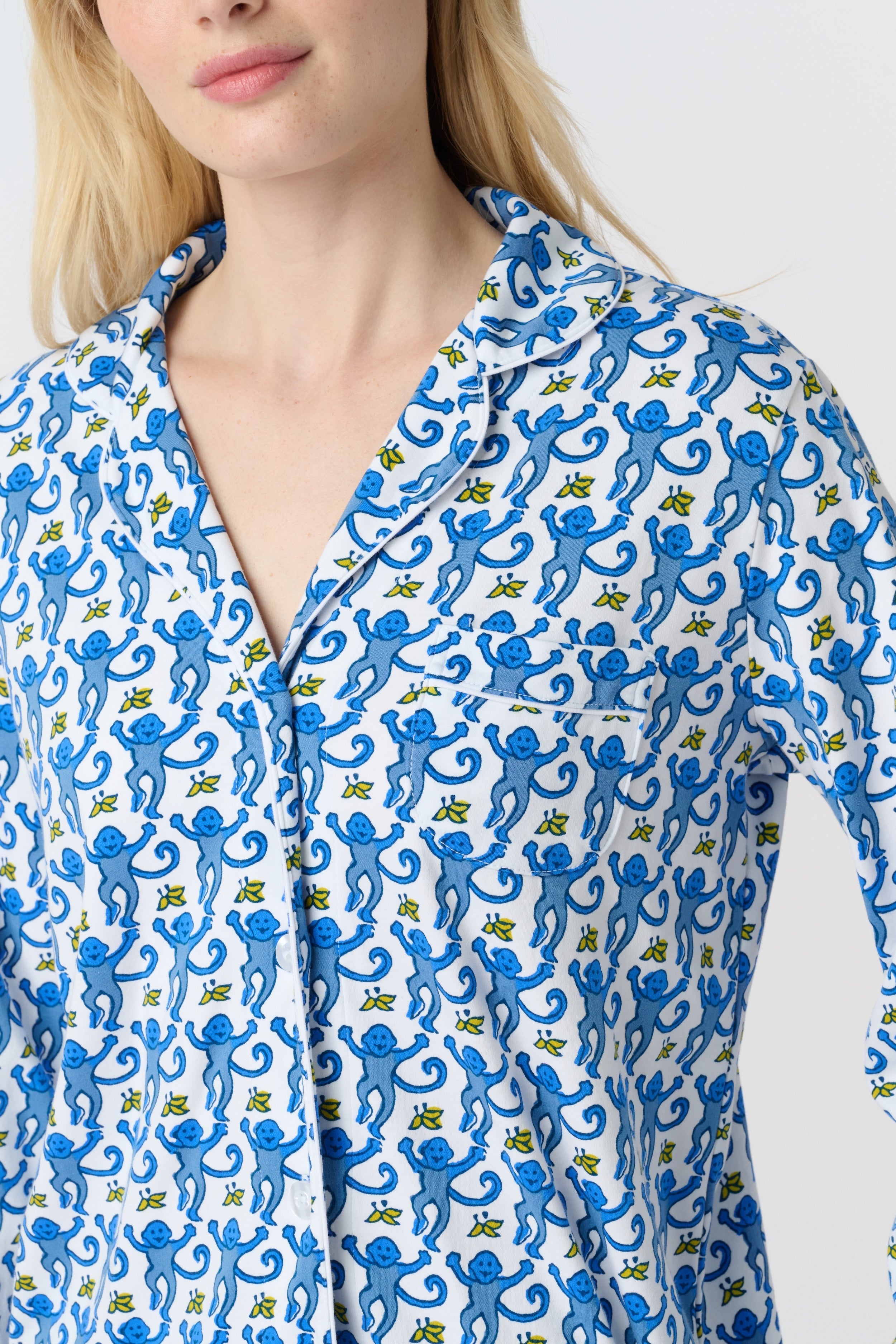 Monkey Long Sleeve Polo Pajamas
