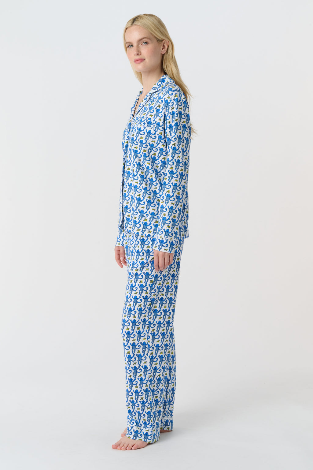 Monkey Long Sleeve Polo Pajamas