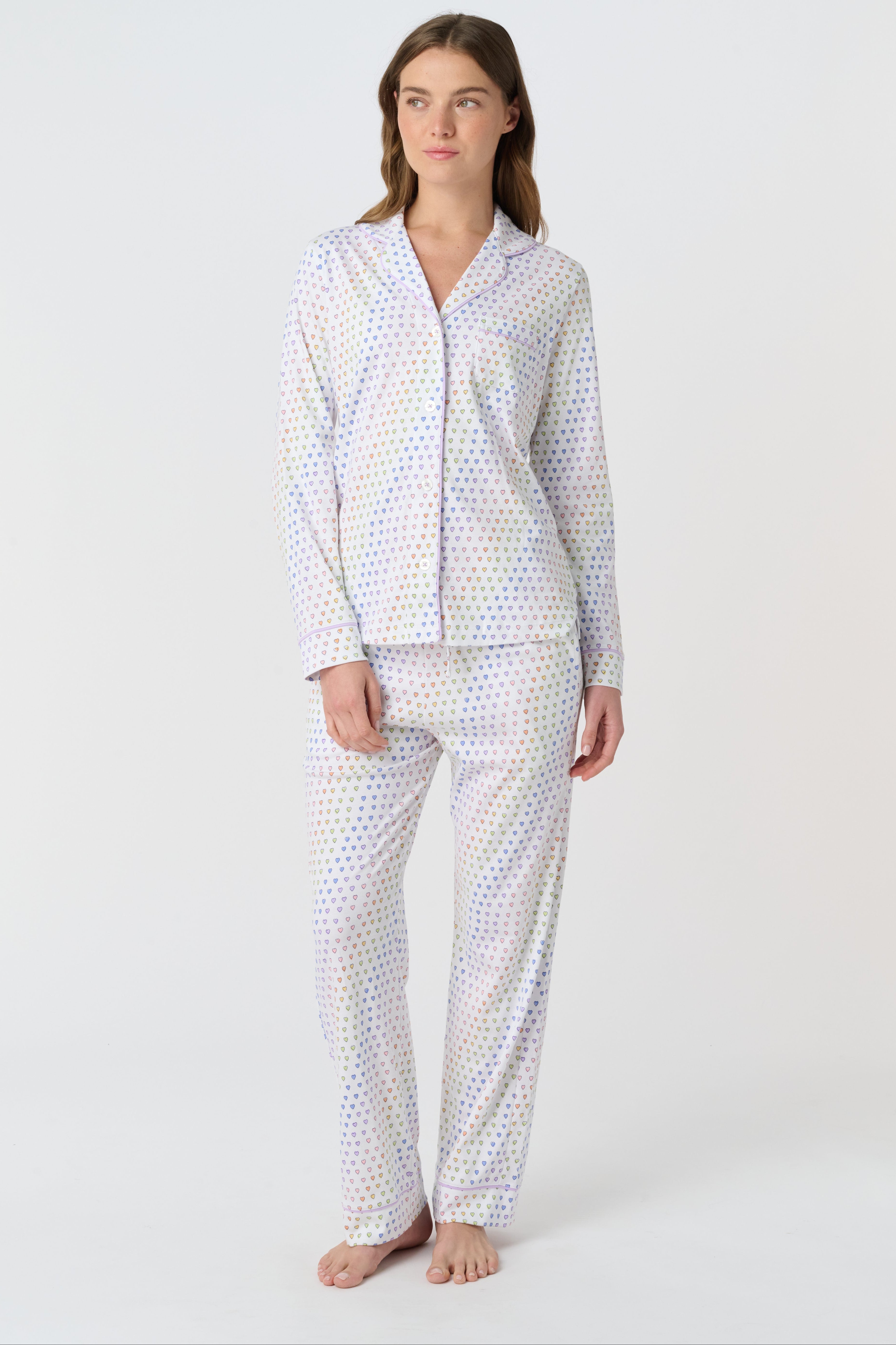 Disco Hearts Long Sleeve Polo Pajamas