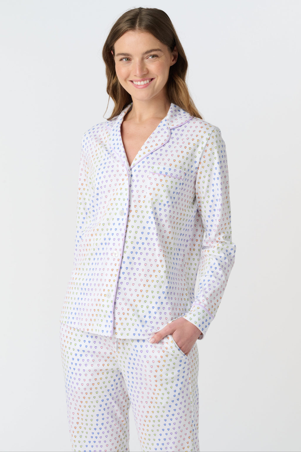 Disco Hearts Long Sleeve Polo Pajamas