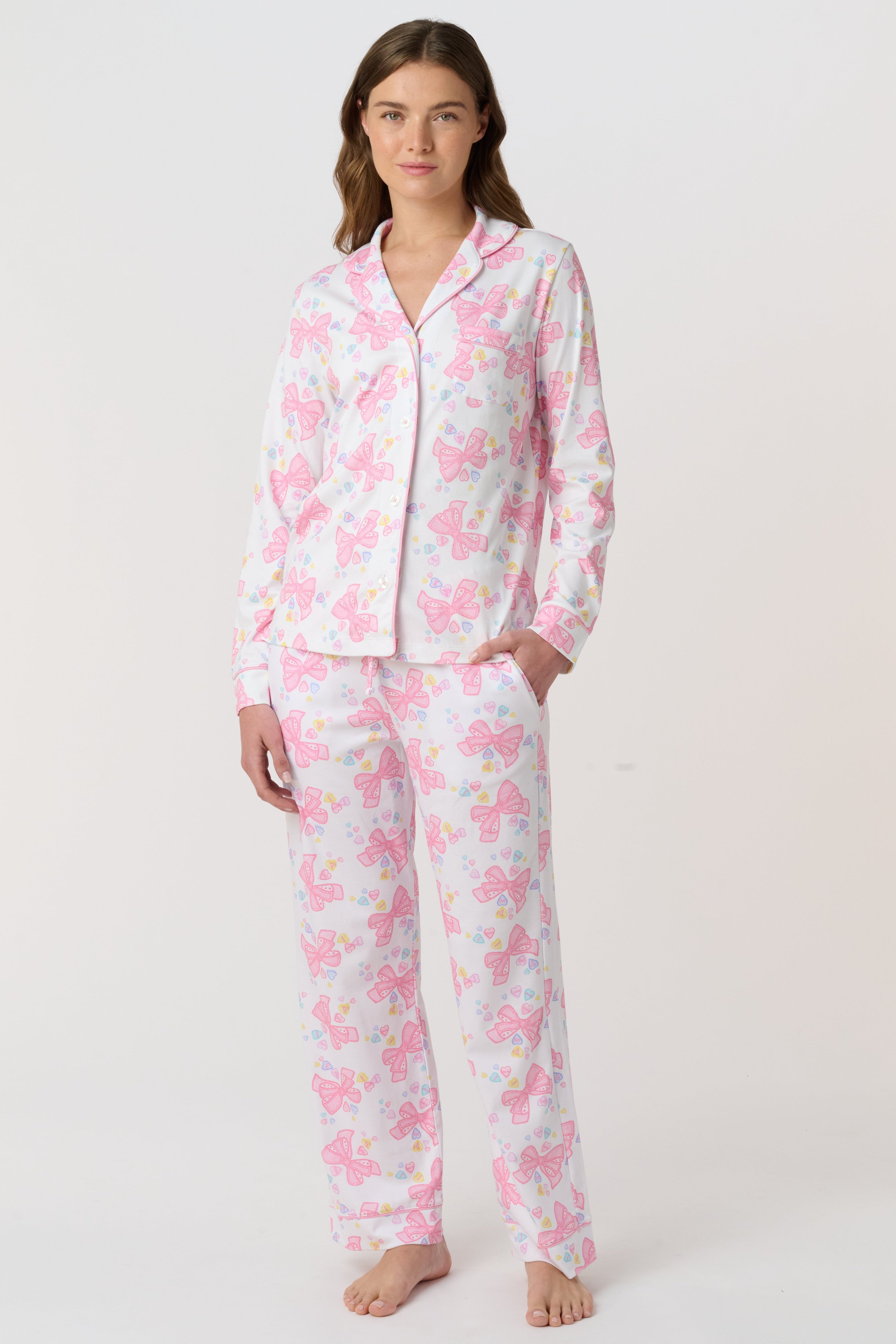 Doily Beaux Long Sleeve Polo Pajamas
