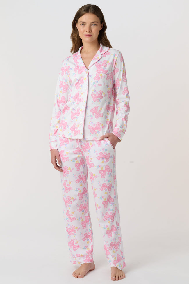 Doily Beaux Long Sleeve Polo Pajamas Hover Image