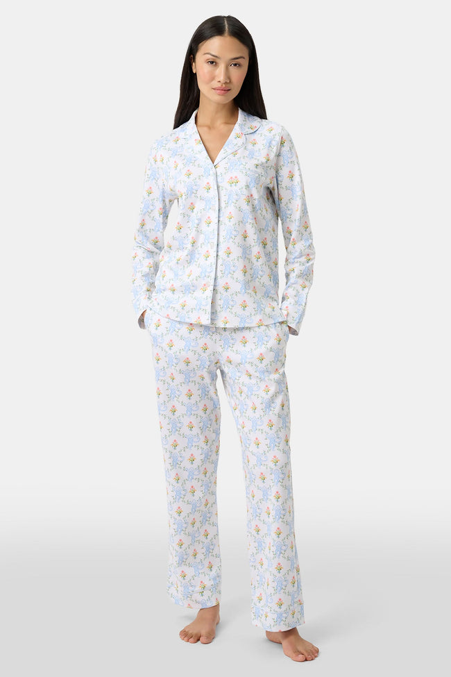 Floral Monkey Trellis Long Sleeve Polo Pajamas Hover Image