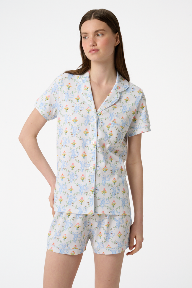 Floral Monkey Trellis Polo Pajamas Main Image