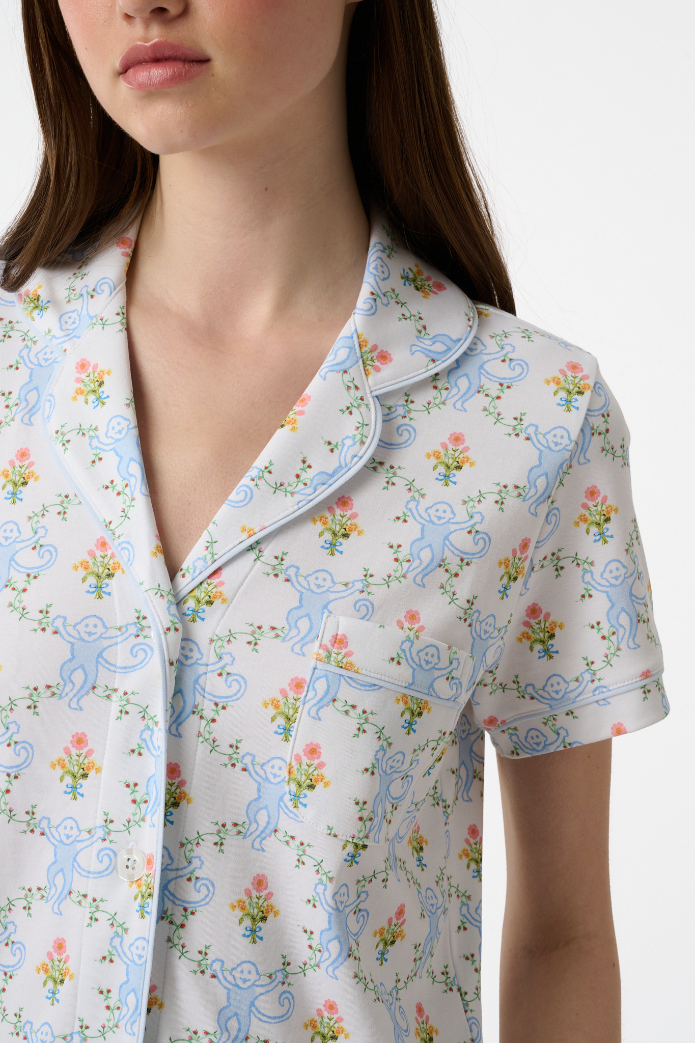 Floral Monkey Trellis Polo Pajamas