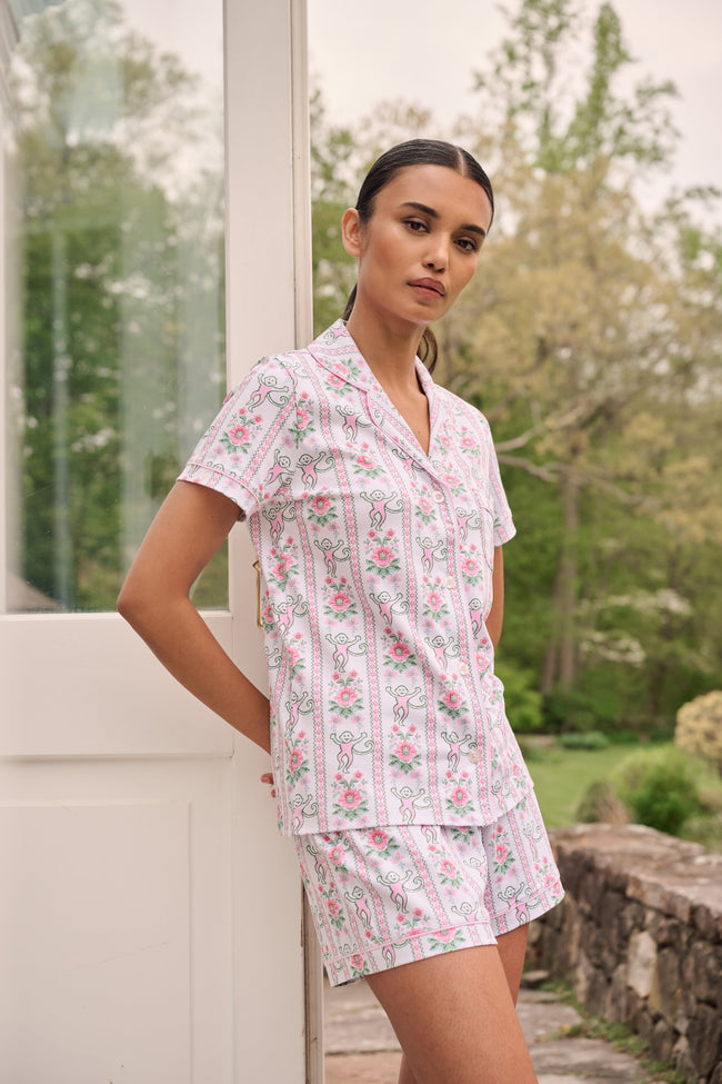 Monkey Block Stripe Polo Pajamas Hover Image