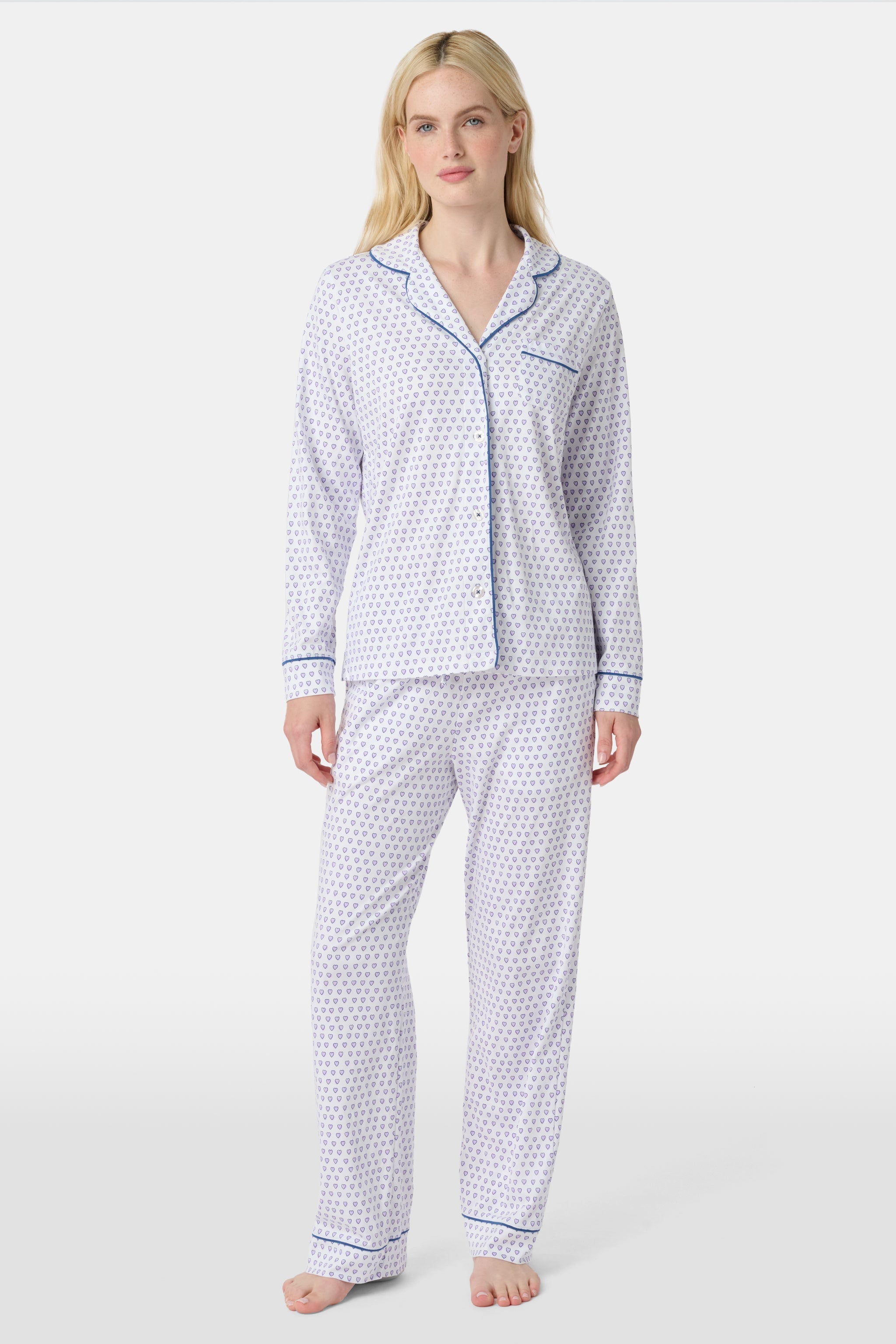 Hearts Long Sleeve Polo Pajamas