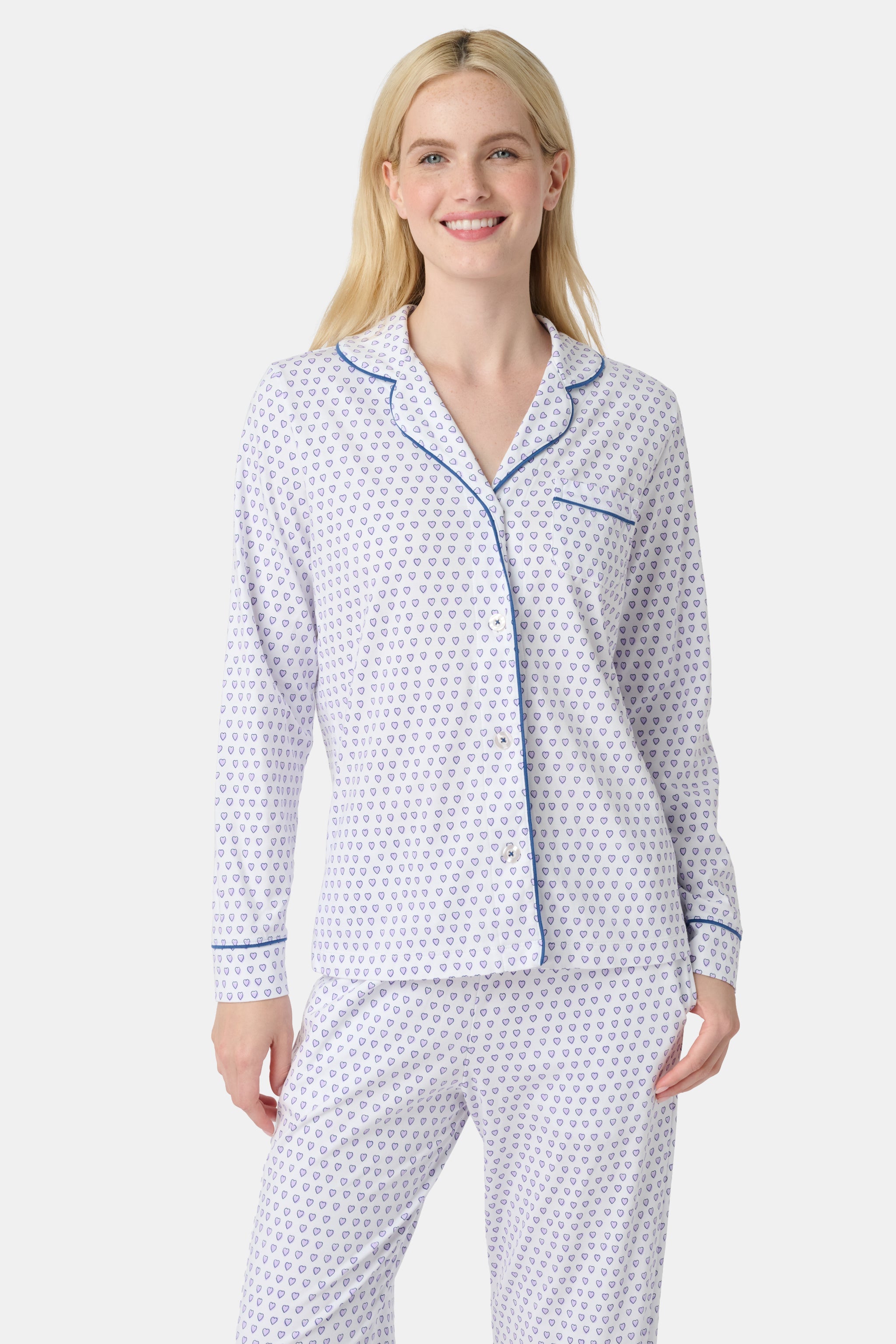 Hearts Long Sleeve Polo Pajamas
