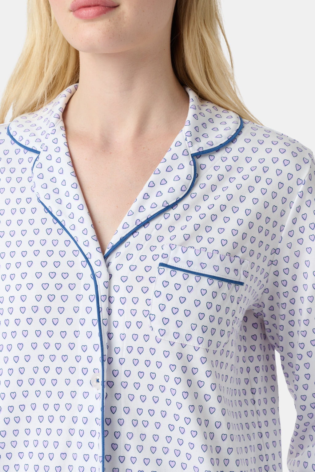 Hearts Long Sleeve Polo Pajamas