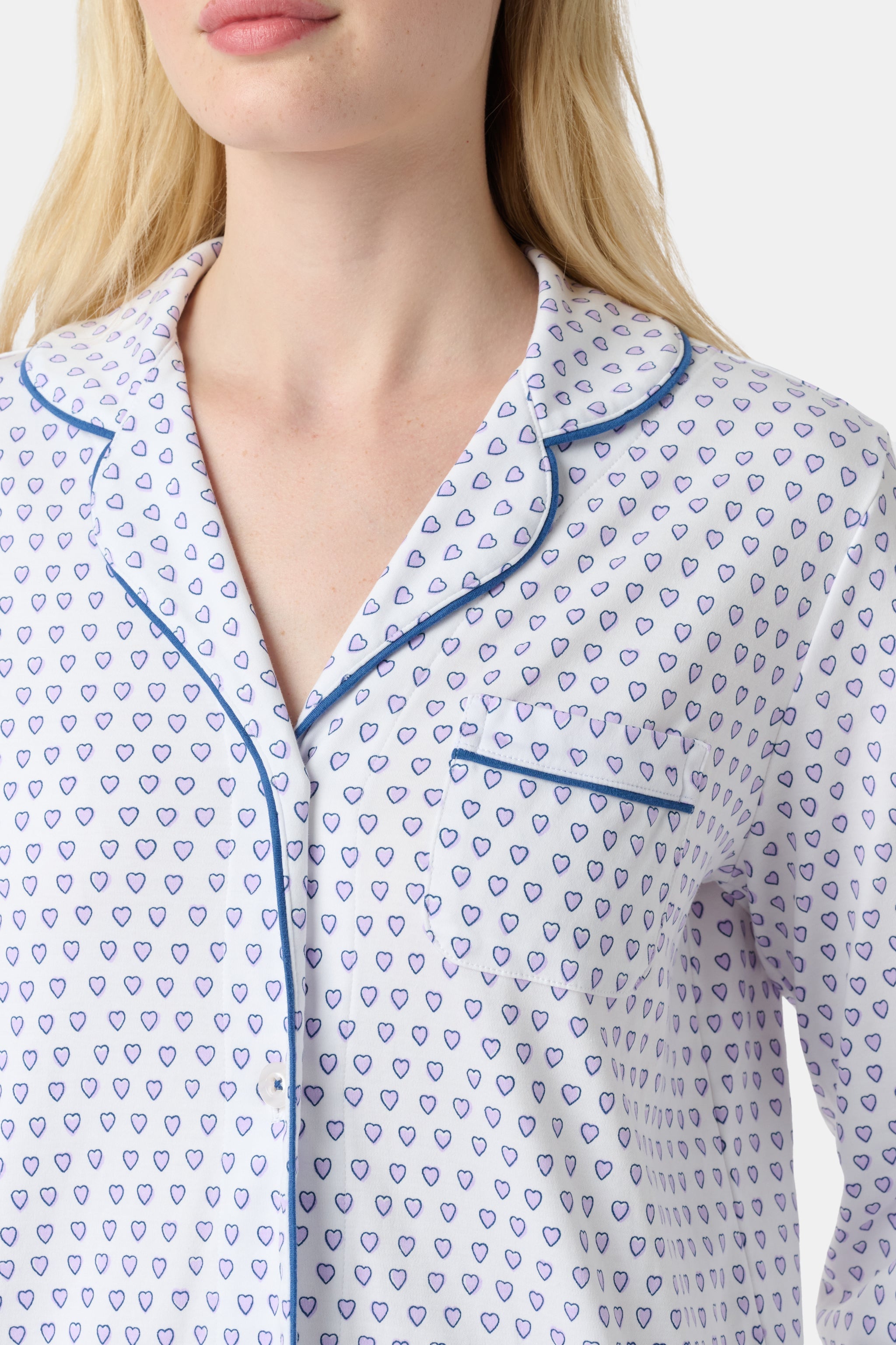 Hearts Long Sleeve Polo Pajamas