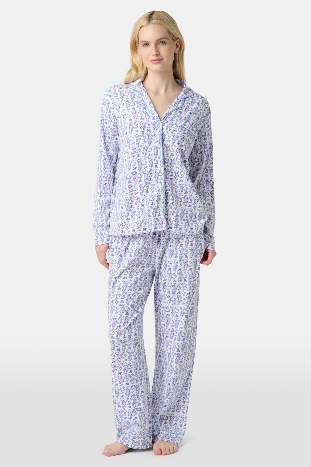 Monkey Long Sleeve Polo Pajamas