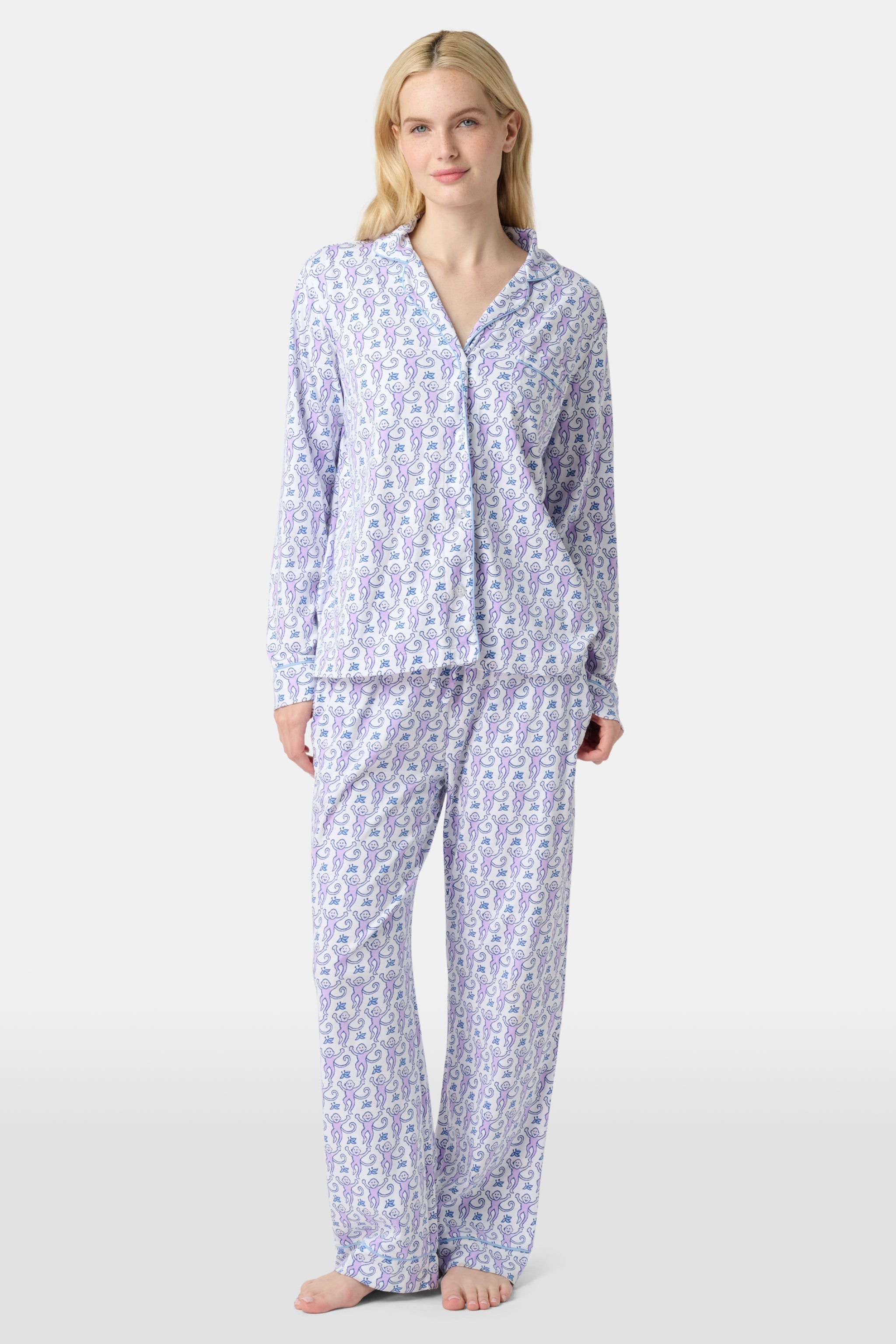 Monkey Long Sleeve Polo Pajamas