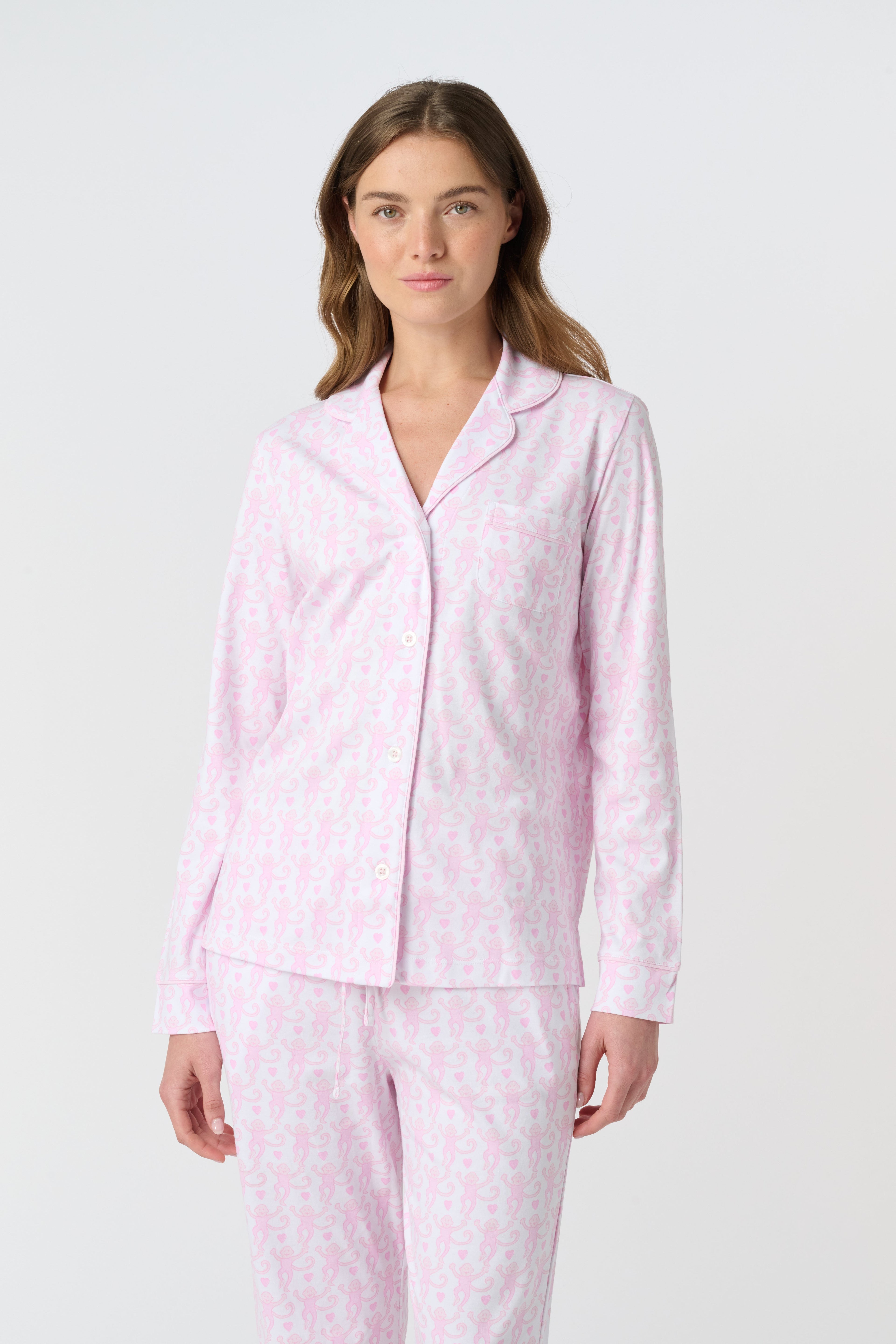 Lovely Monkey Long Sleeve Polo Pajamas