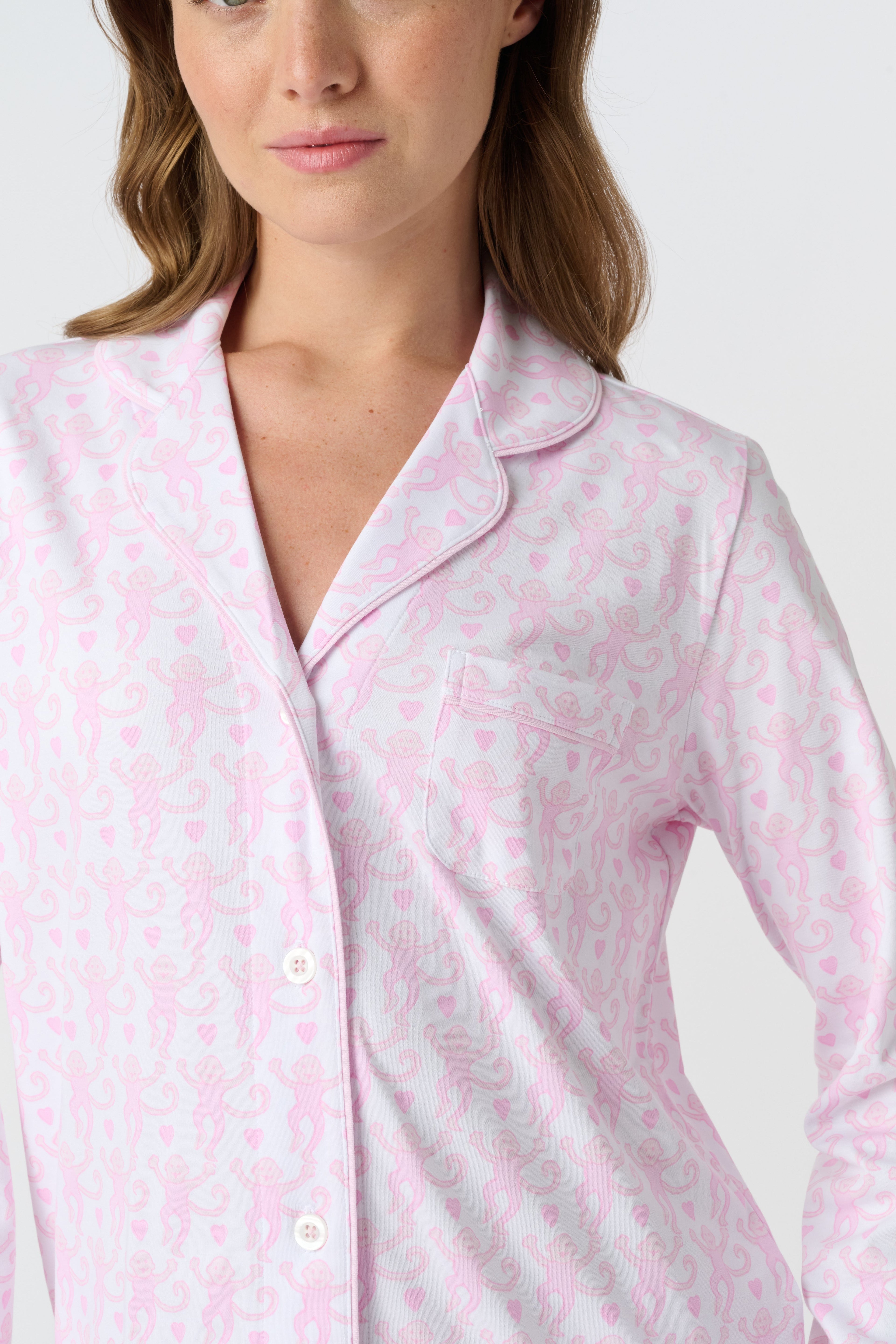 Lovely Monkey Long Sleeve Polo Pajamas