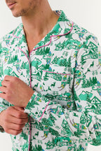 Mens Ski Toile Long Sleeve Polo Pajamas