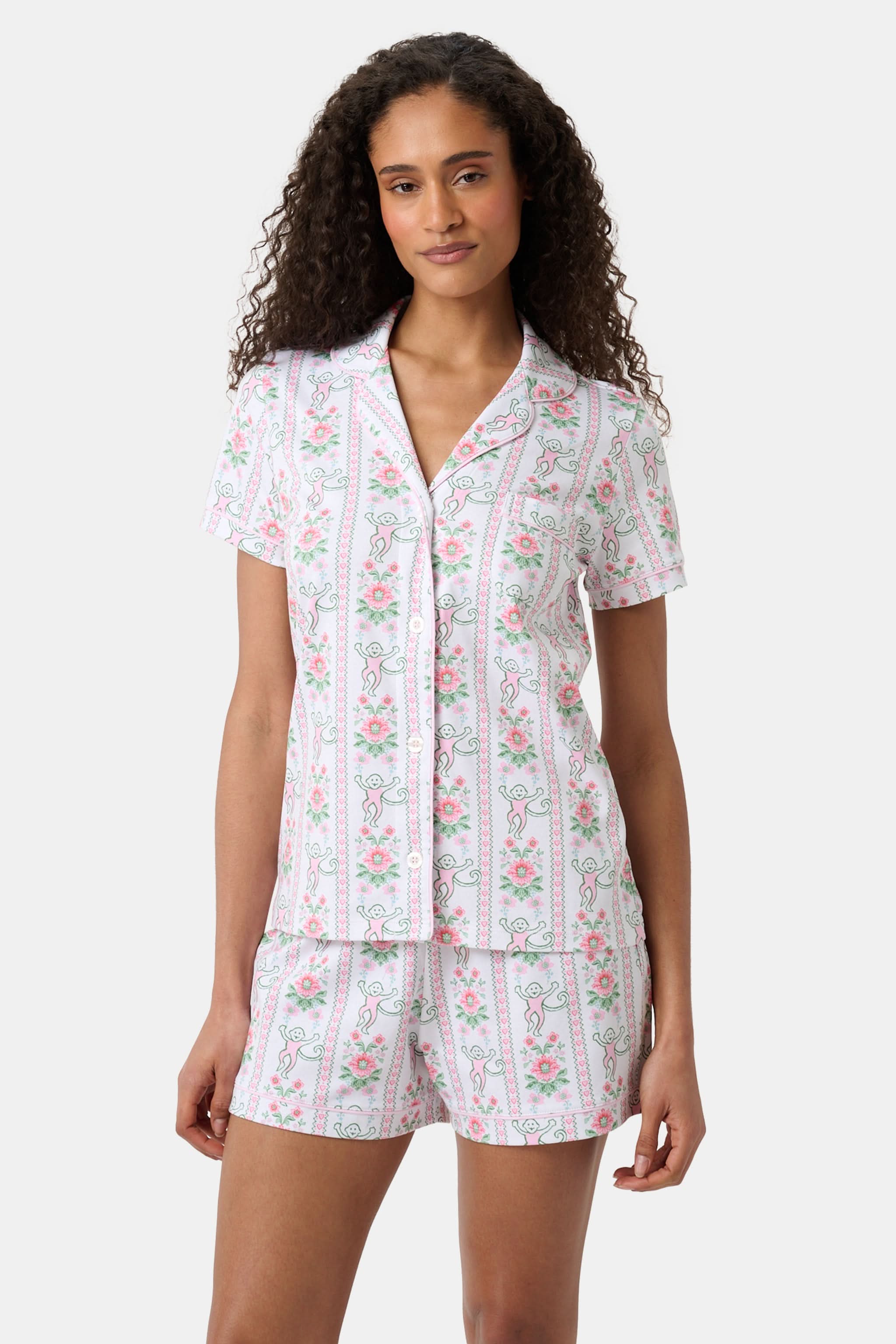 Monkey Block Stripe Polo Pajamas