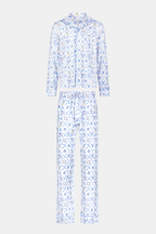 Mens Starry Nights Lattice Long Sleeve Polo Pajamas