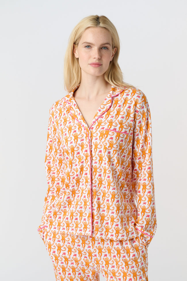 Monkey Long Sleeve Polo Pajamas Main Image