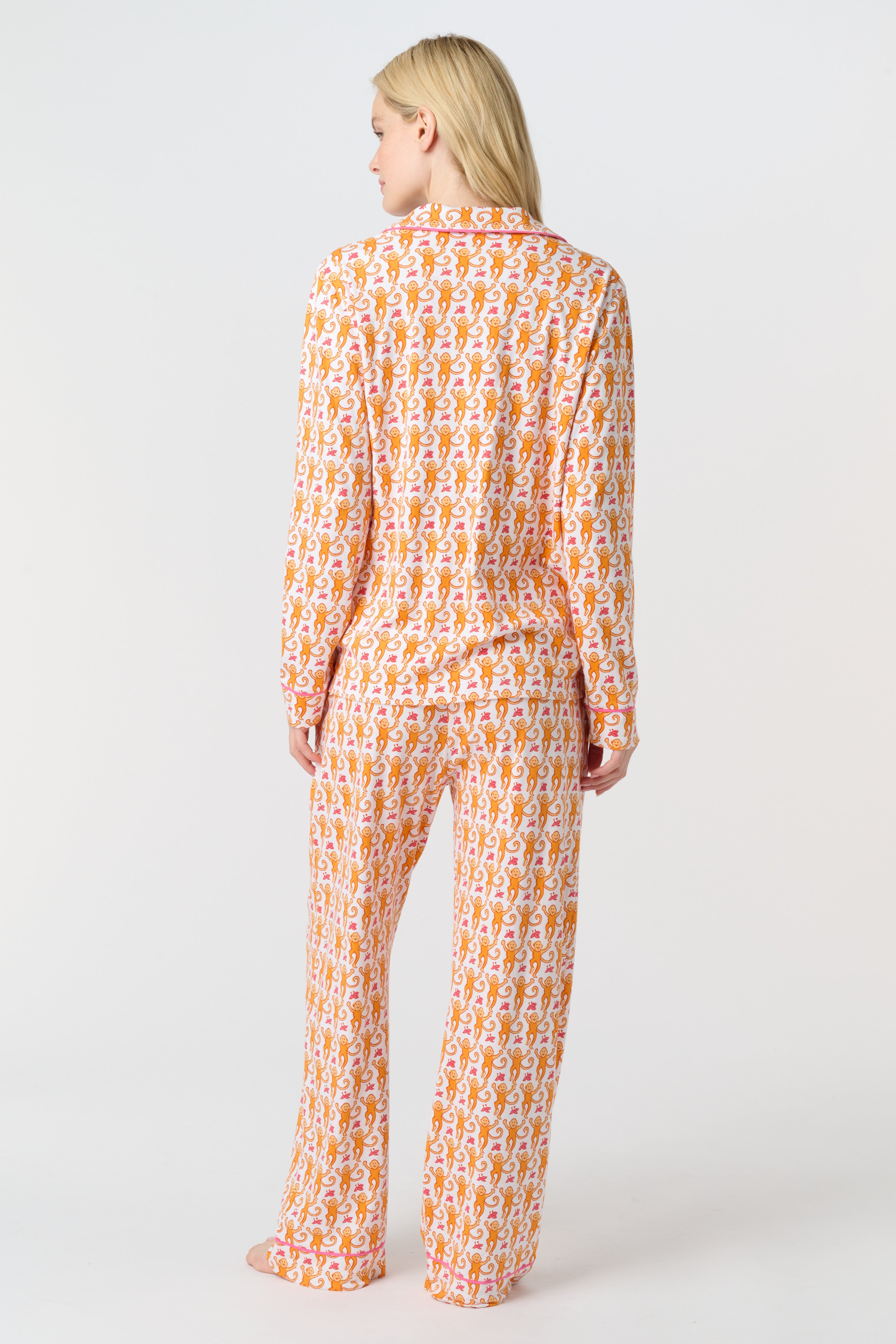 Monkey Long Sleeve Polo Pajamas