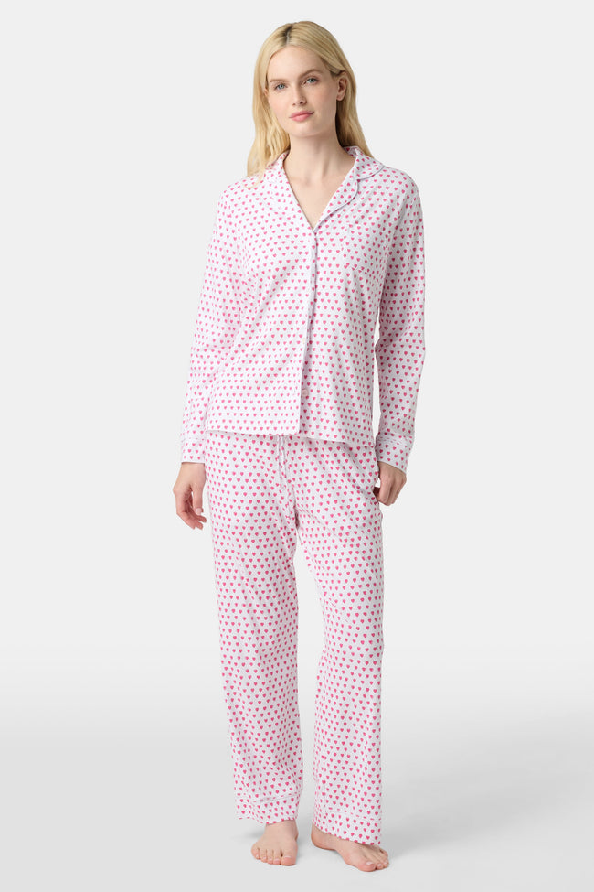 Hearts Long Sleeve Polo Pajamas Hover Image