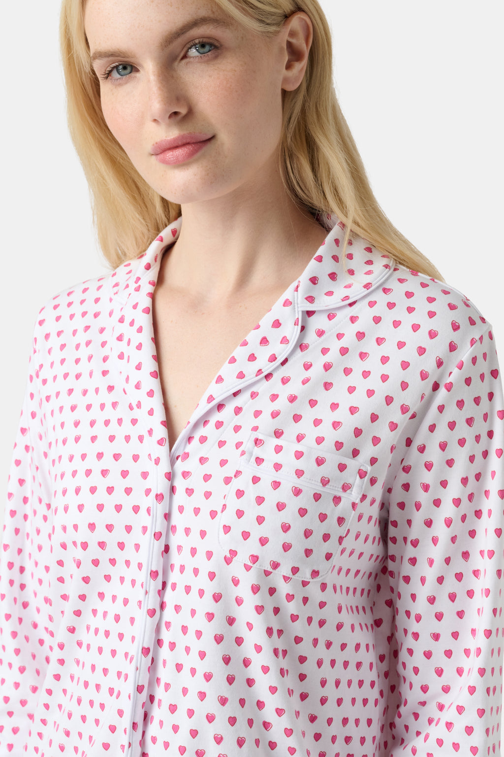 Hearts Long Sleeve Polo Pajamas