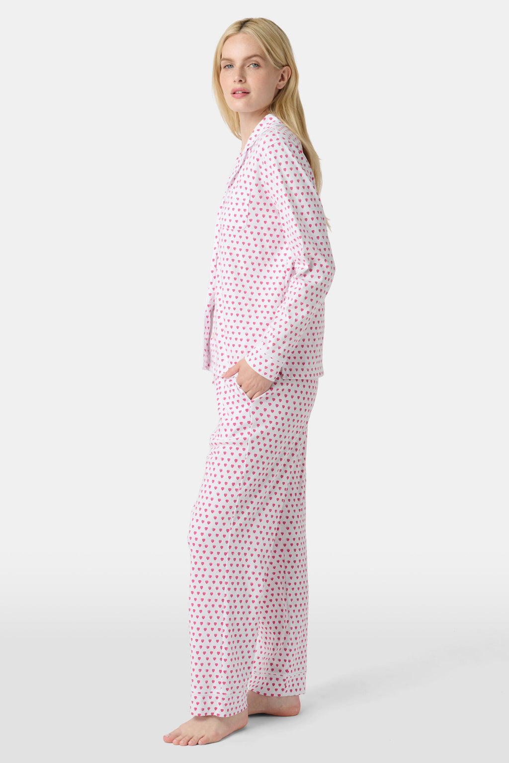 Hearts Long Sleeve Polo Pajamas