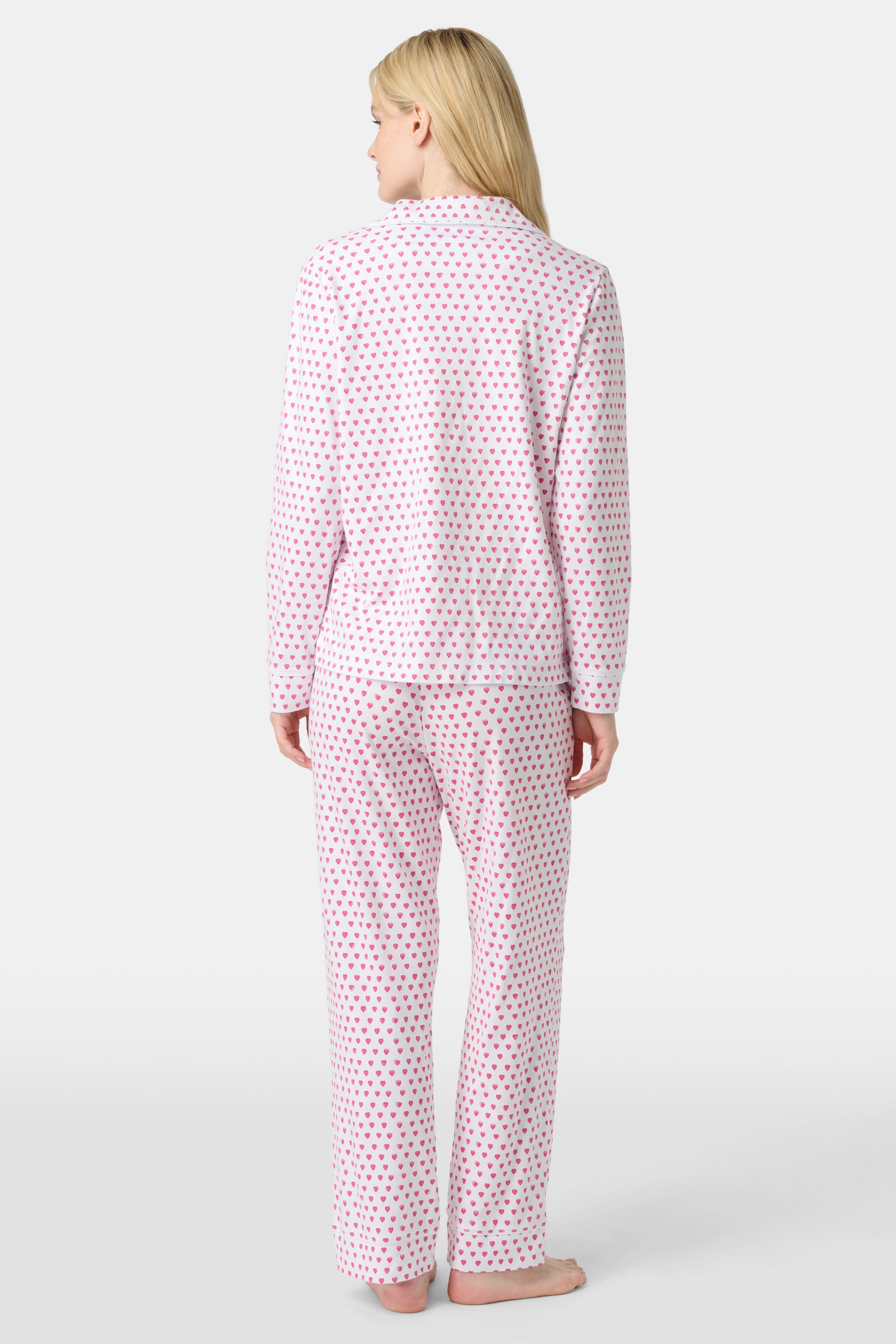 Hearts Long Sleeve Polo Pajamas