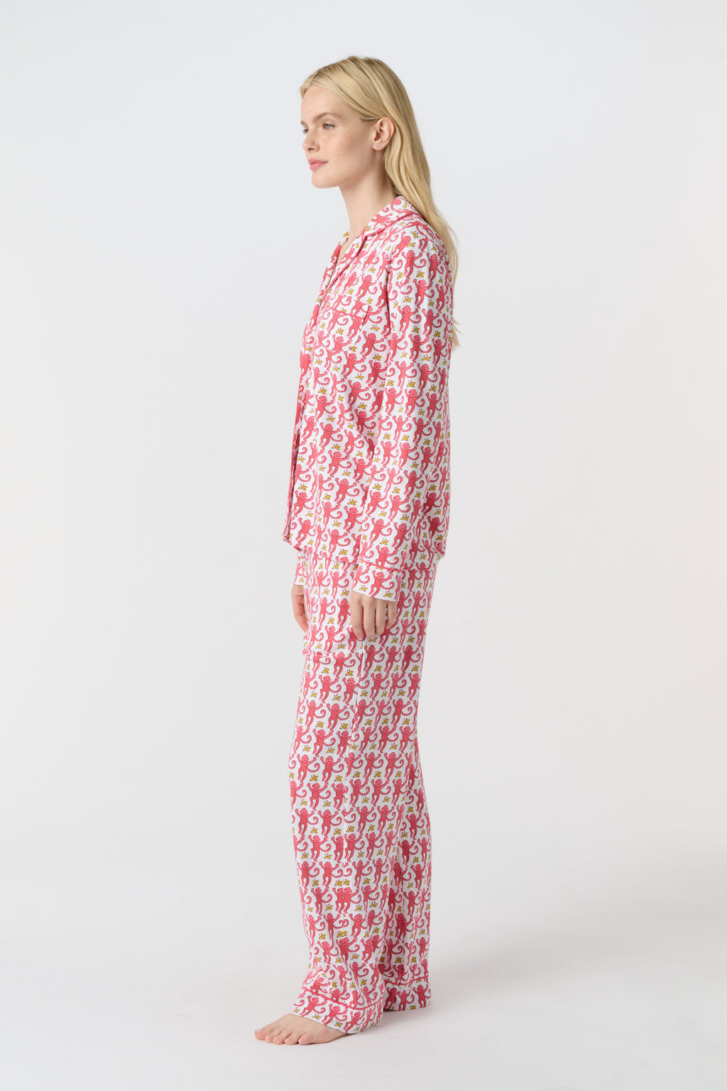 Monkey Long Sleeve Polo Pajamas