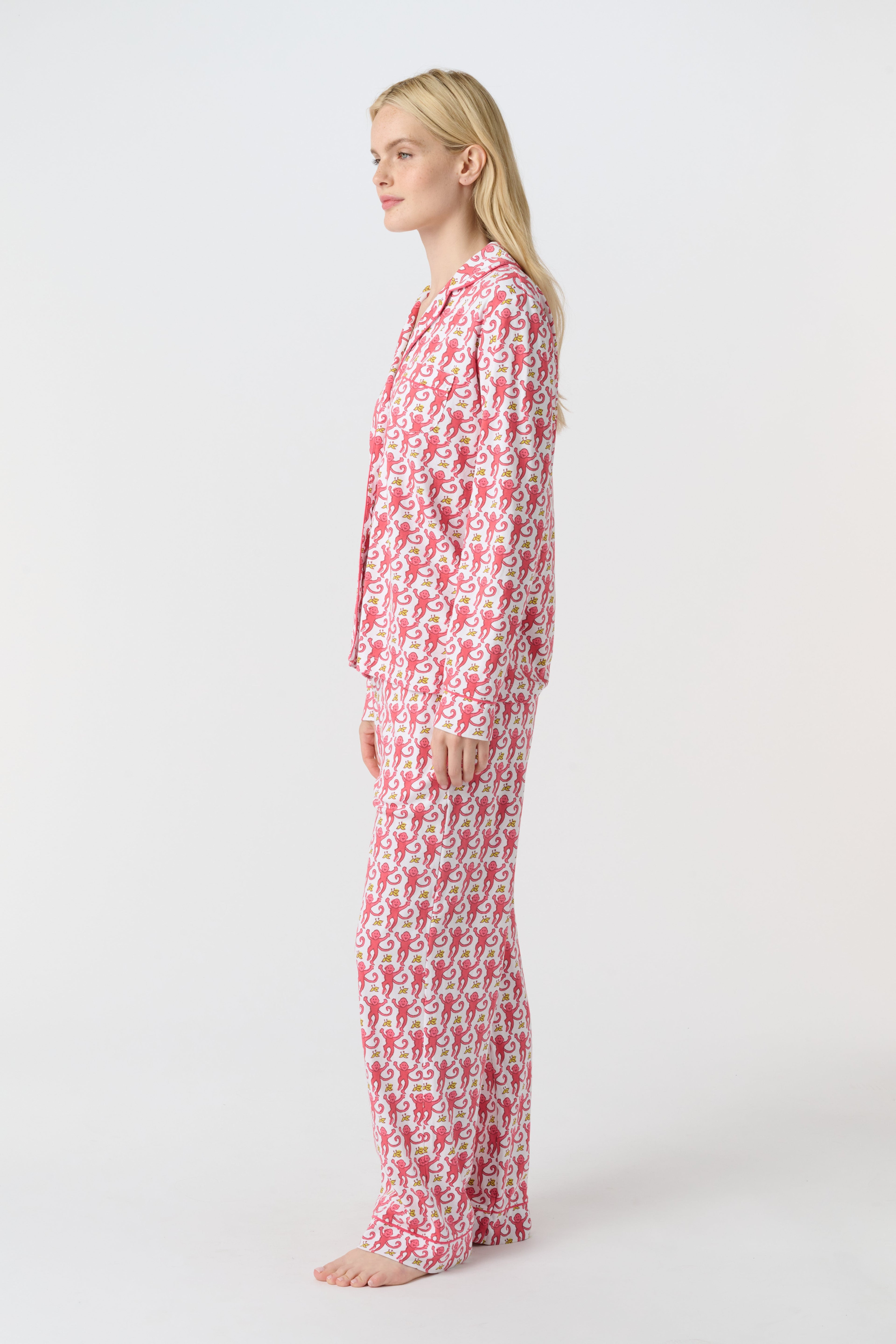 Monkey Long Sleeve Polo Pajamas