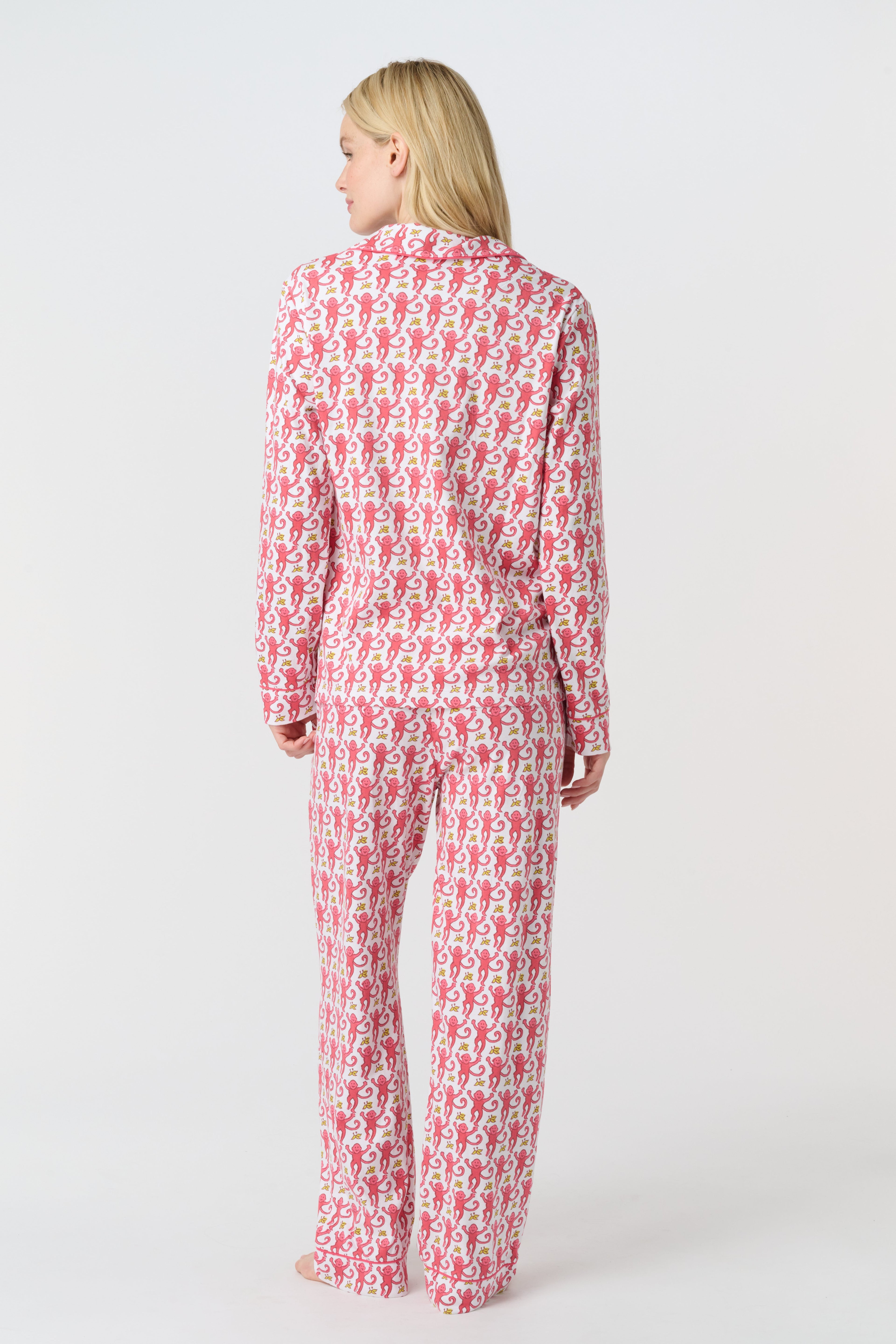 Monkey Long Sleeve Polo Pajamas